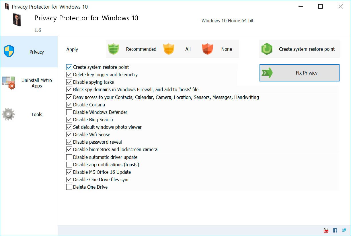 Privacy Protector for Windows 11 स्क्रीनशॉट.